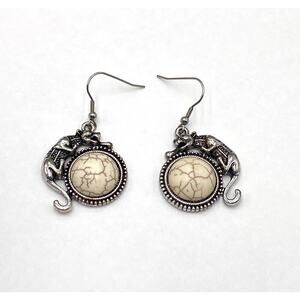 Earrings Howlite Jaguar Panther Dangles Southwestern